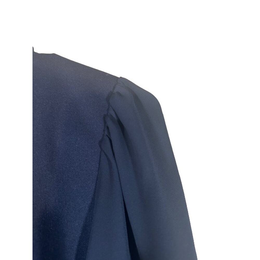 Ann Taylor Navy Blue Scalloped Neck Long Sleeve Dressy Blouse Women Sz SP - Picture 8 of 9